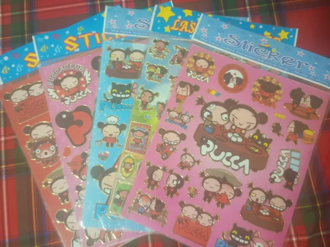 Pucca - 5 cartelas de adesivos tamanho A4
