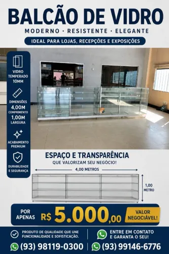 balcão de vidro