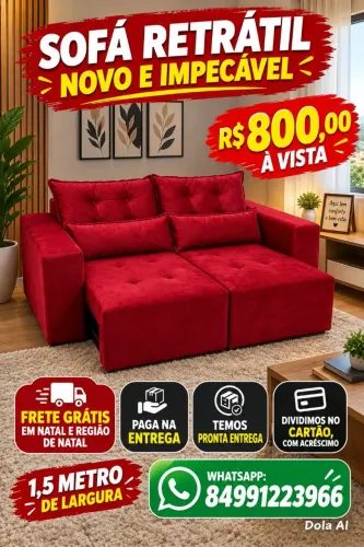 Vendas de lindos sofás retráteis, com entrega inteiramente grátis.