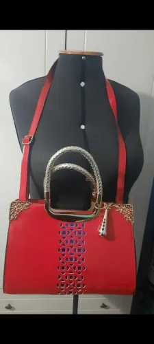 Bolsa Vermelha de luxo em verniz estilo Baú