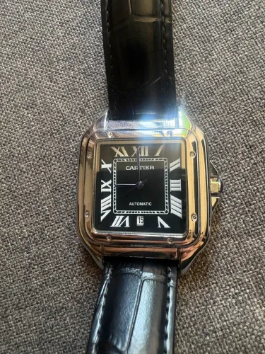 RELOGIO PRETO CLASSICO CARTIER COURO
