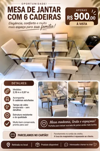 Mesa de jantar 6 cadeiras