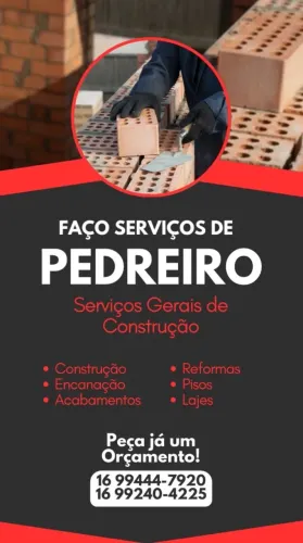 Faço serviços de pedreiro em geral (serrana e região)