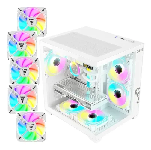 Gabinete Gamer Grodd Snow - Com 5 Fans Rgb - Vidro Temperado