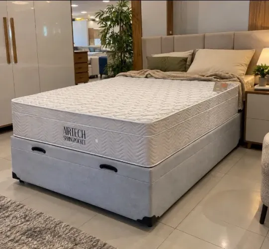Base Baú Com Colchão Casal Molas Ensacadas Ortobom (Entrego Hoje Novo Embalado)