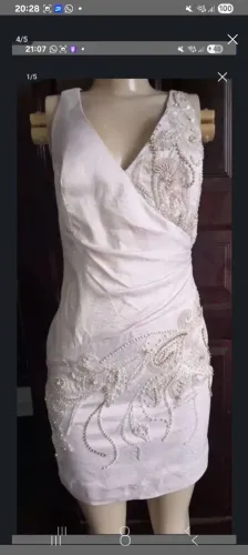 Vestido rosê  pedraria pérolas 