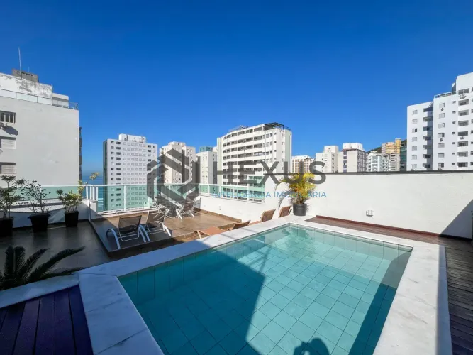 Cobertura Duplex com varanda a 1 quadra da praia na região da Barra Funda nas Pitangueiras