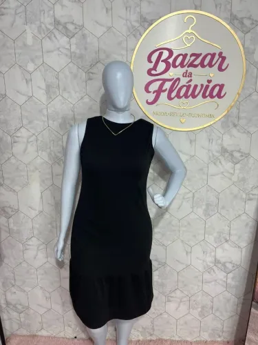 Vestido canelado algodão preto tamanho G