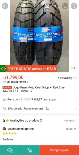 Pneus NOVOS 160/60/17 e 120/70/17
