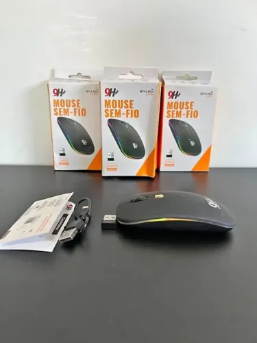 Mouse Sem Fio Recarregável Bluetooth RGB Ergonômico Premium