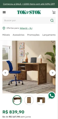 ESCRIVANINHA 1,15 M X 50 CM CRATES TOK&STOK