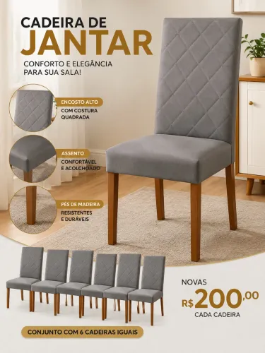 Jogo de 6 cadeiras para mesa de jantar