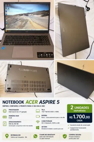 Notebook I5 8gb RAM 226GB SSD