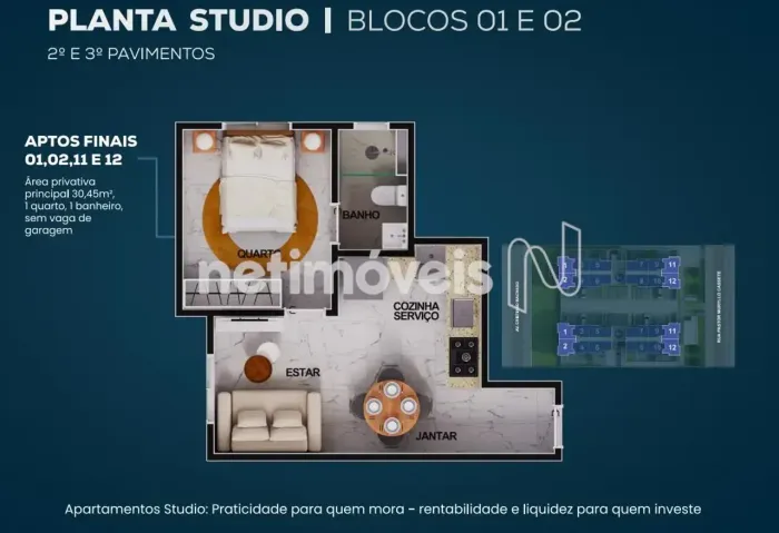 STUDIO À VENDA ED. METRÓPOLE