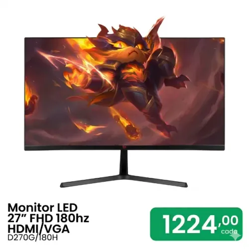 Monitor Gamer LED 27" FHD 180Hz HDMI/VGA - High Performance - Frete Grátis