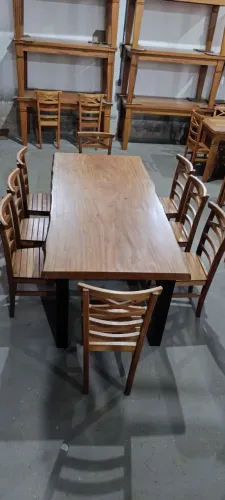 Mesa estilo industrial prancha única 2.08x95 com 8 cadeiras de Jequitibá $7.999,0