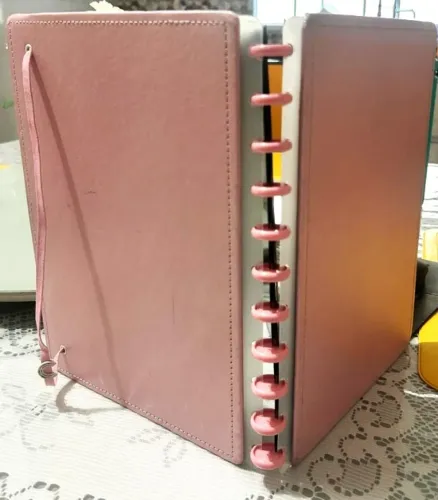 Caderno Inteligente Rose Pastel- Não está incluso as folhas, só as divisórias