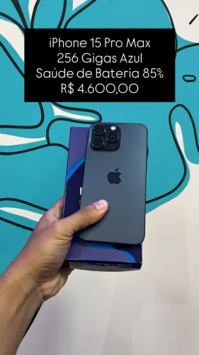Seminovo: iPhone 15 Pro Max 256GB Azul - Bateria 85% | Loja Fisica