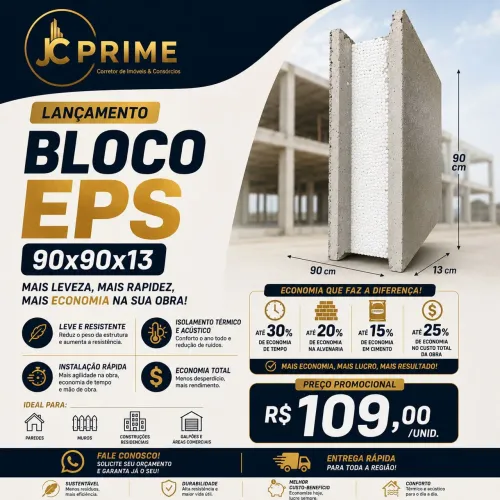 Blocos em Eps resistente e leve