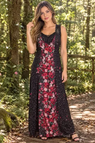 Vestido antix super midi retrô romântico tamanho g sem avarias
