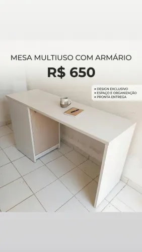 Balcão para loja e escritório com armário lateral