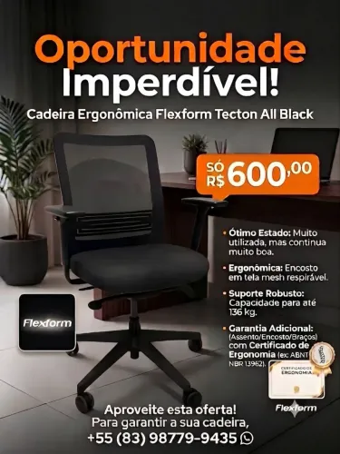Cadeira Ergonômica Flexform Tecton All Black (negociável)