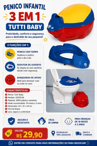 Penico Infantil 3 em 1 - Tutty Baby