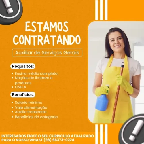 ESTAMOS CONTRATANDO SERVIÇOS GERAIS
