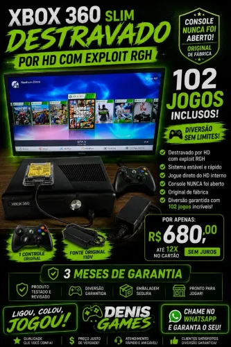 Xbox 360 slim com hd com jogos 