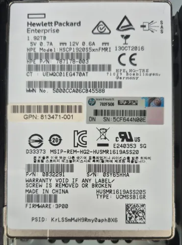 SSD Hp 1.92tb sas pn 787178-003