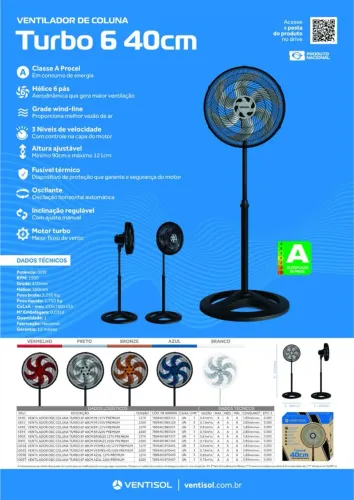 Ventilador de parede 40cm ventisol