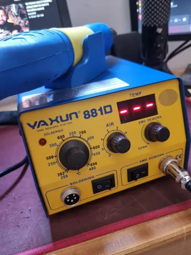 Estação de solda retrabalho com soprador, Yaxun 881d 2 em 1, na cor azul (produto bovo)