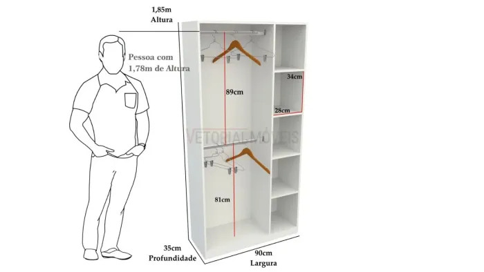 Guarda-roupa Aberto com 2 Varões e 4 Prateleiras - Organização e Estilo!