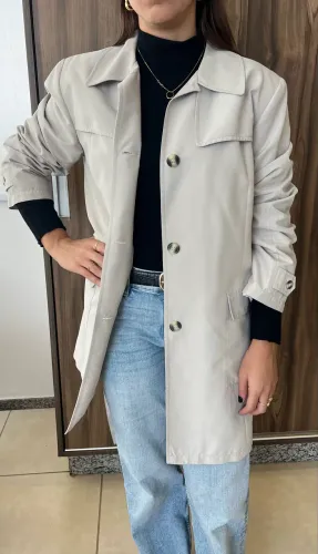 Casaco Trench Coat Longo Bege Areia Nutrisport Tam 46 Impecável