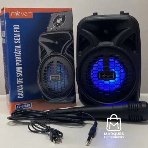 KIT KARAOKE CAIXA DE SOM BLUETOOTH + MICROFONE COM FIO