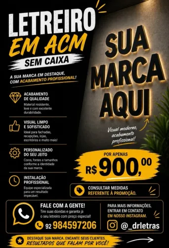 Letreiro em ACM 