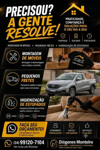 Serviços de montagem de móveis, pequenos fretes e higienização de estofados!