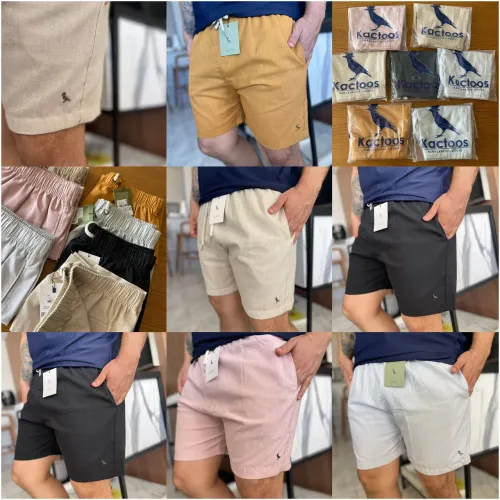 Bermudas masculinas de linho