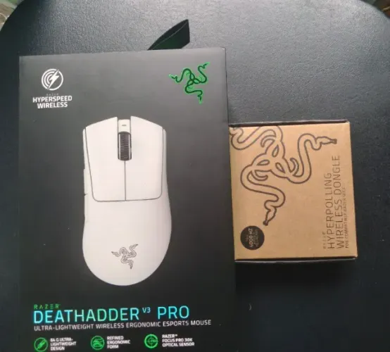 Mouse Gamer Razer DeathAdder V3 Pro + Razer HyperPolling Dongle 4000Hz