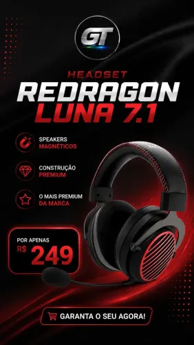 Headset Redragon Luna 7.1 o mais premium da marca Lacrado 