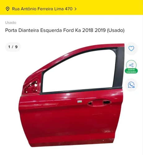 Porta dianteira esquerda Ford KA 2018 2019 