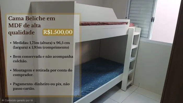 Cama Beliche em MDF de Alta Qualidade