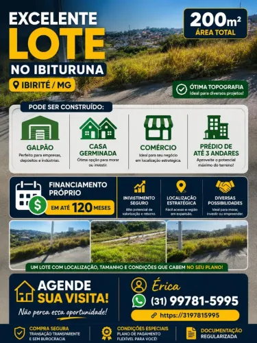 Lote em Ibirité,  financiamento próprio 