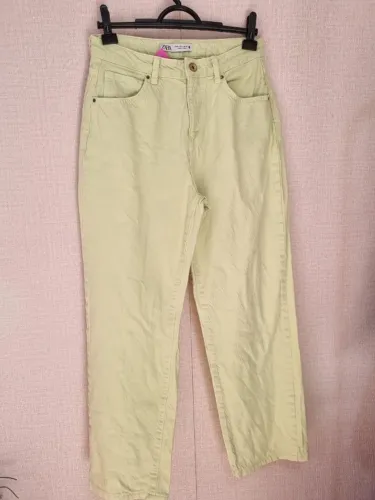 CALÇA DE ALGODÃO VERDE CANDY CINTURA ALTA ZARA