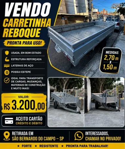 Carretinha reboque grande 2.70 só pra rodar 