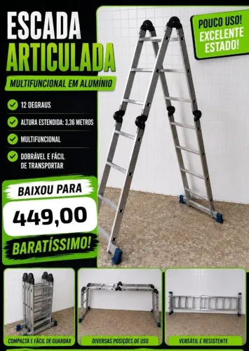 Escada de Alumínio Articulada Dobável