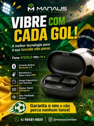 Fones de Ouvido sem fio bluetooth redução ruído Sport gancho esporte V5.4 IPX5 prova agua