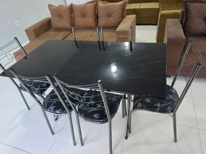 MESA 6 CADEIRAS MÁRMORE NOVA