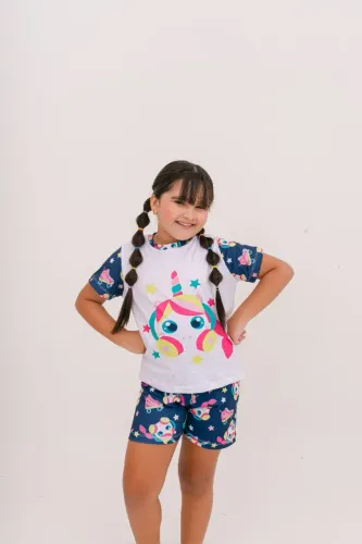 pijama infantil unicornio menina calor tam 6