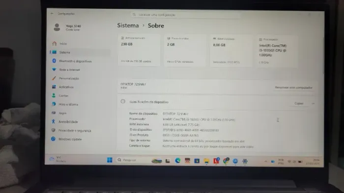 Lenovo Yoga S740 Intel I5 8gb NVMe 256gb Tela 14 IPS Alumínio